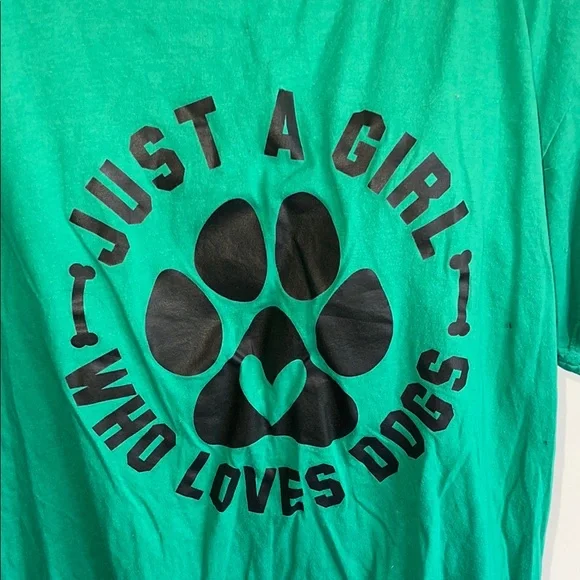 Gildan Green Short Sleeve Tee - Just a Girl Who Loves Dogs - Picture 2 of 5